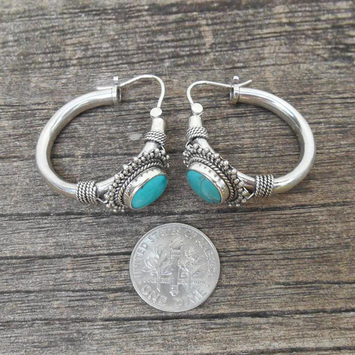 Turquoise Retro Silver Earrings