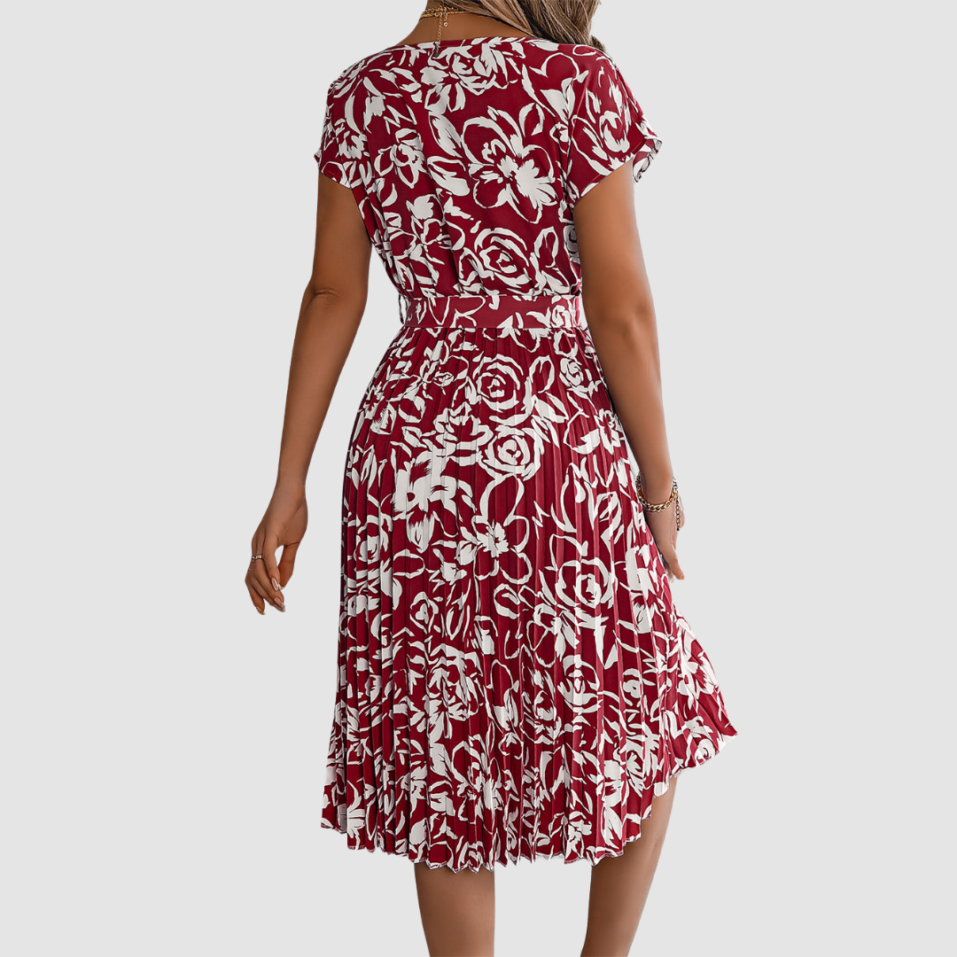 Rosie™ Elegant Floral Pleated Dress
