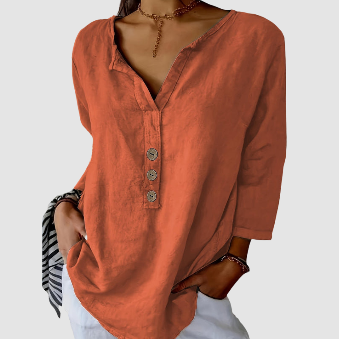 Melisa™ Casual Cotton & Linen Blouse