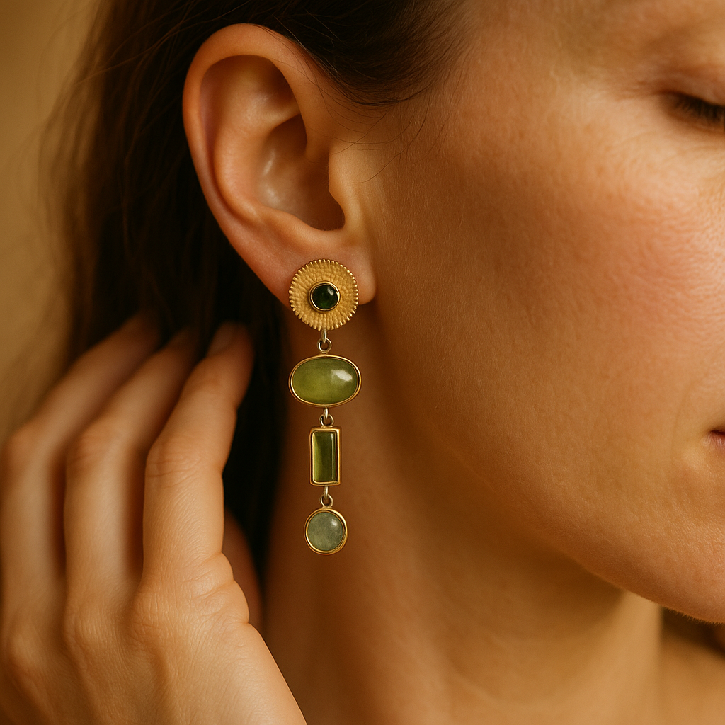 Golden Forest Green Earrings