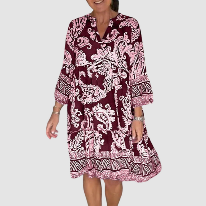 Vivian™ V-Neck Floral Print Dress