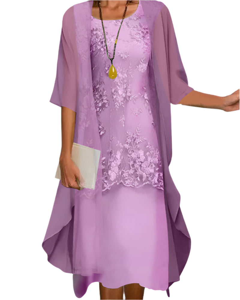 Celeste | Women Wedding Guest Dress Flowing Sheer Sleeve Midi Dress