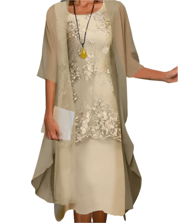 Celeste | Women Wedding Guest Dress Flowing Sheer Sleeve Midi Dress