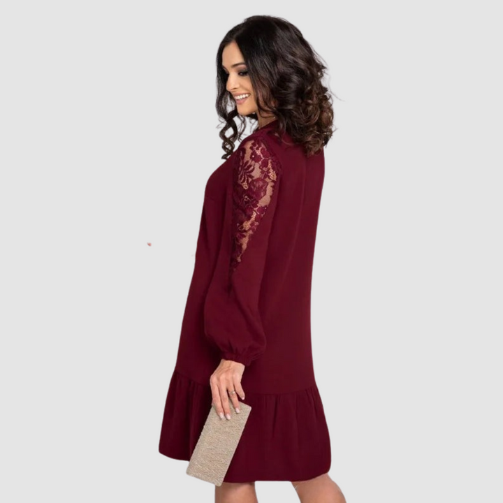 Mina™ Elegant Lace Sleeve Midi Dress