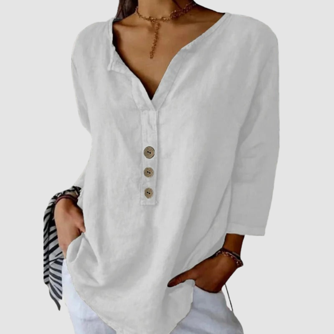 Melisa™ Casual Cotton & Linen Blouse