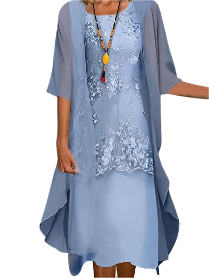 Celeste | Women Wedding Guest Dress Flowing Sheer Sleeve Midi Dress