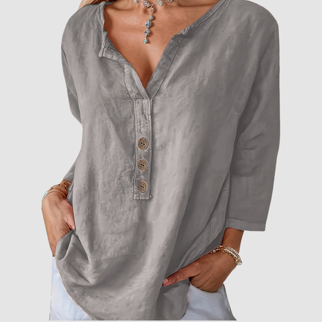 Melisa™ Casual Cotton & Linen Blouse