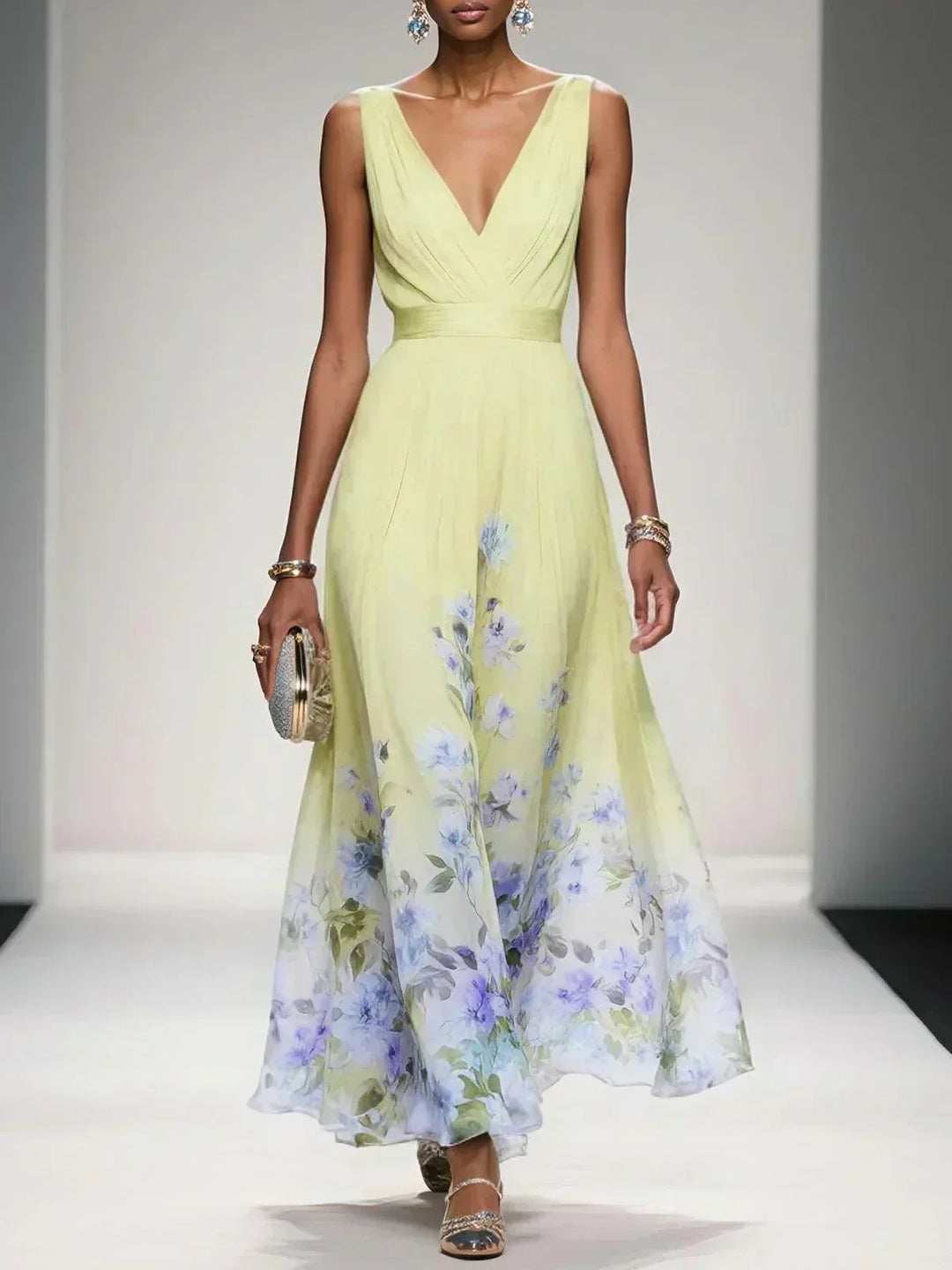 Serena | Women's Floral V Neck Wedding Guest Dress