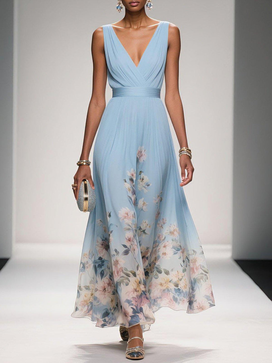 Serena | Women's Floral V Neck Wedding Guest Dress