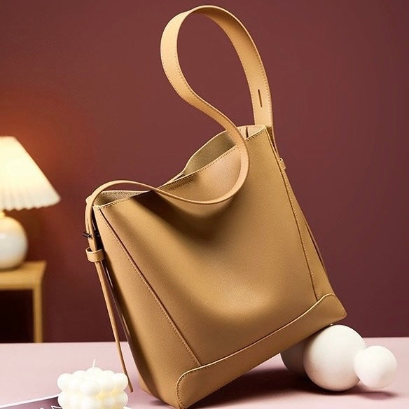 Genuine Leather Crossbody & Shoulder Oversized Bucket Bag