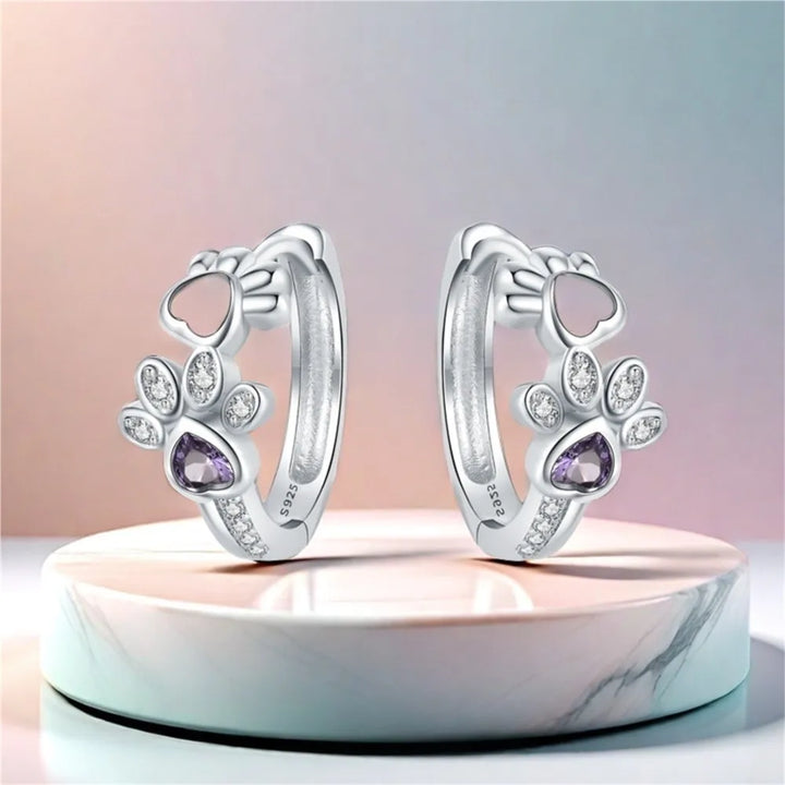 Paw Huggie Earrings in 925 Sterling Silver