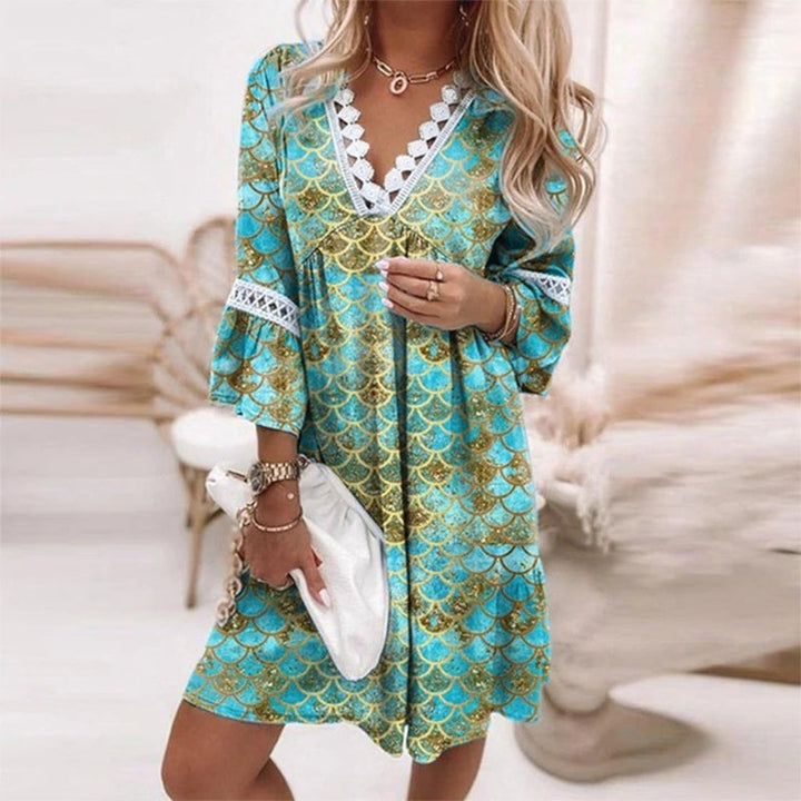 Penny | Women's Boho Floral V Neck Mini Dress