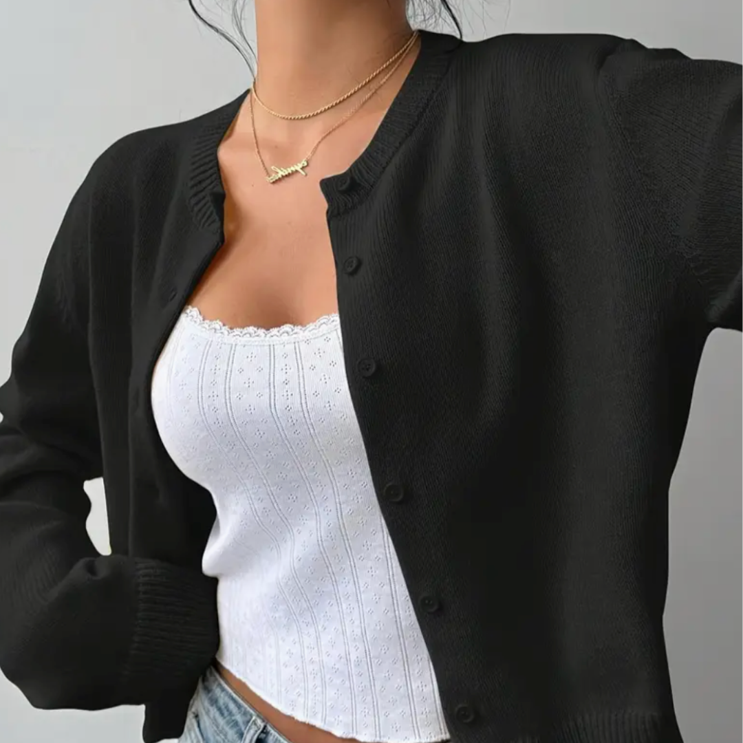 Rosie | Chic Cropped Button Cardigan – Cozy Knit for Everyday Style