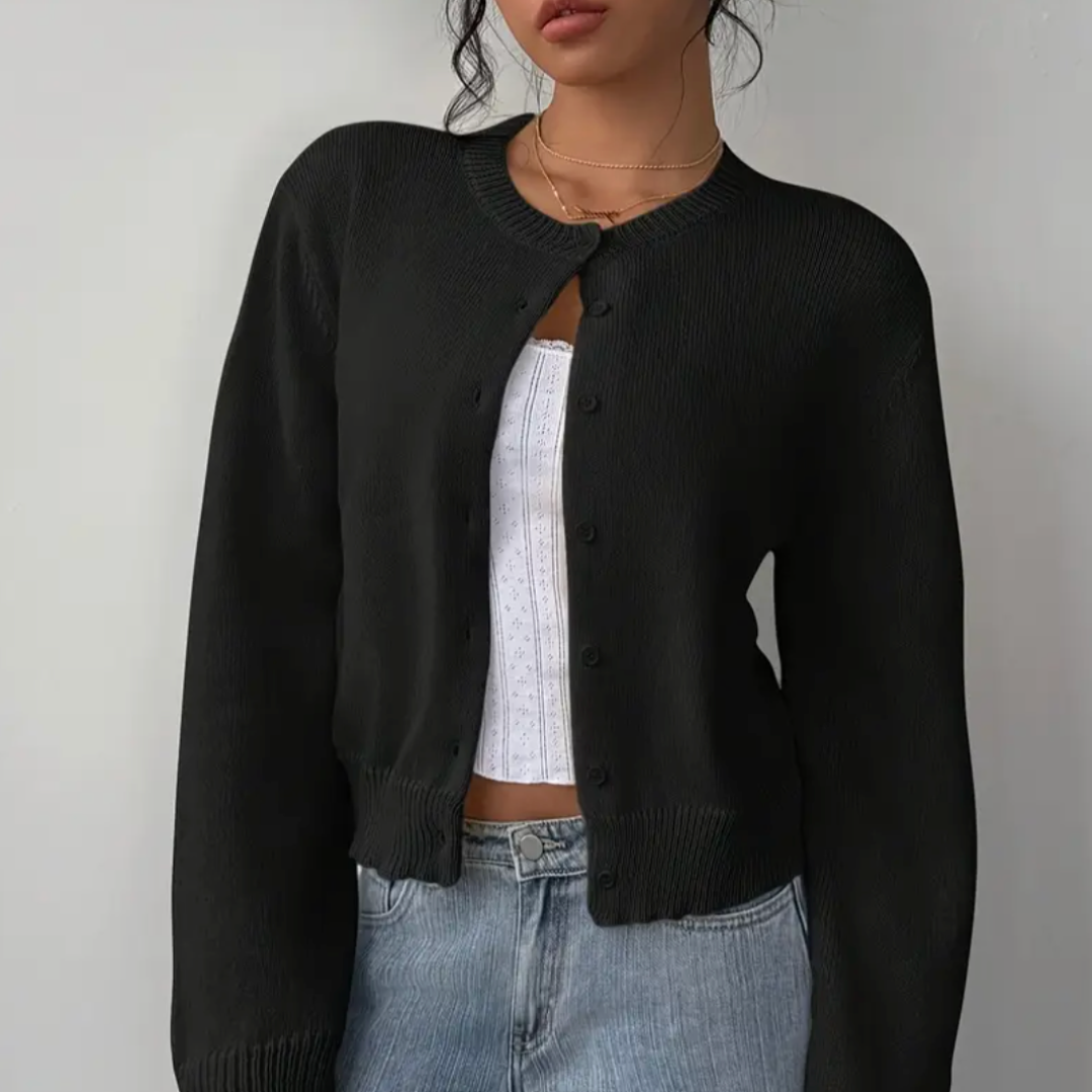 Rosie | Chic Cropped Button Cardigan – Cozy Knit for Everyday Style