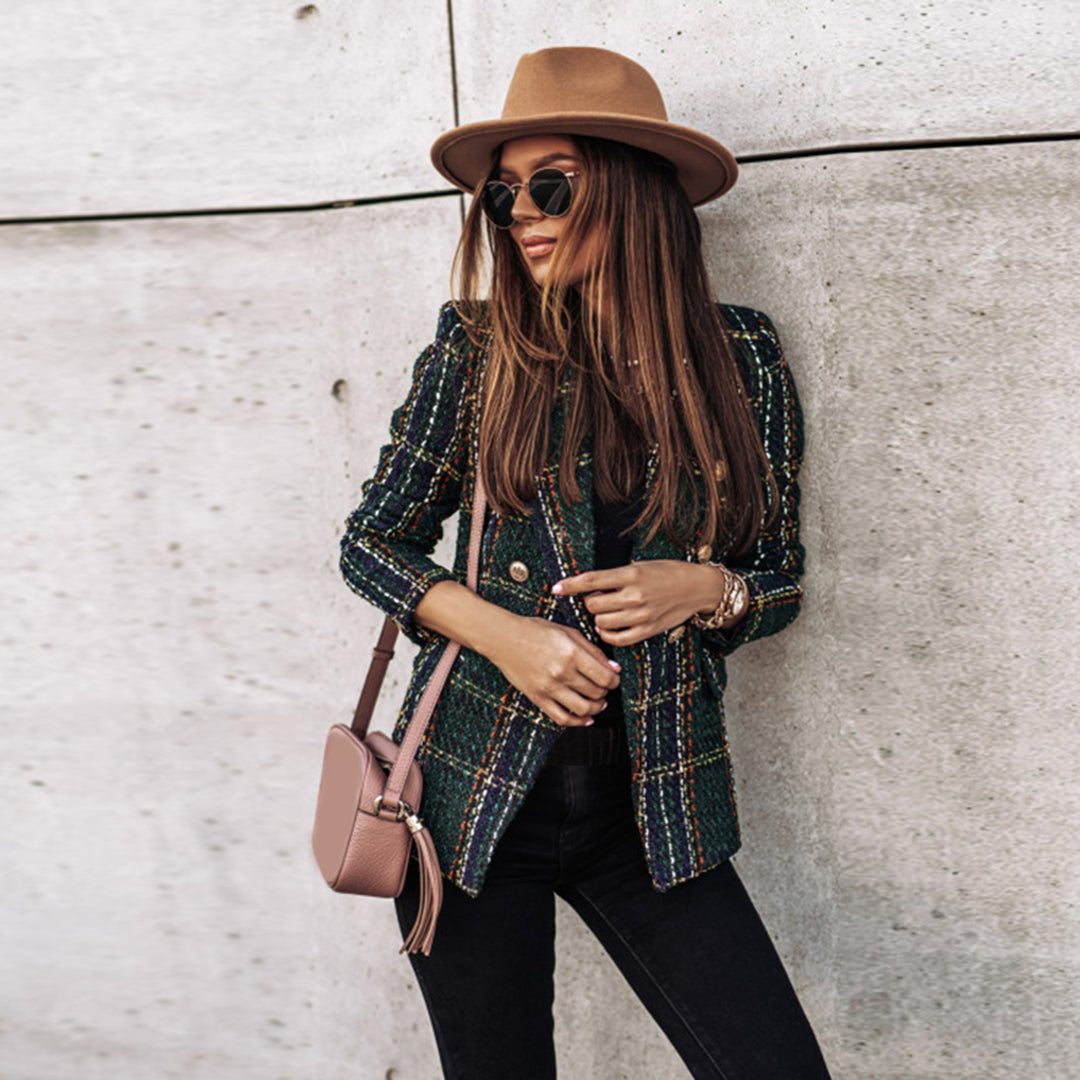 Camden | Chic Tweed Check Blazer for Stylish Occasions