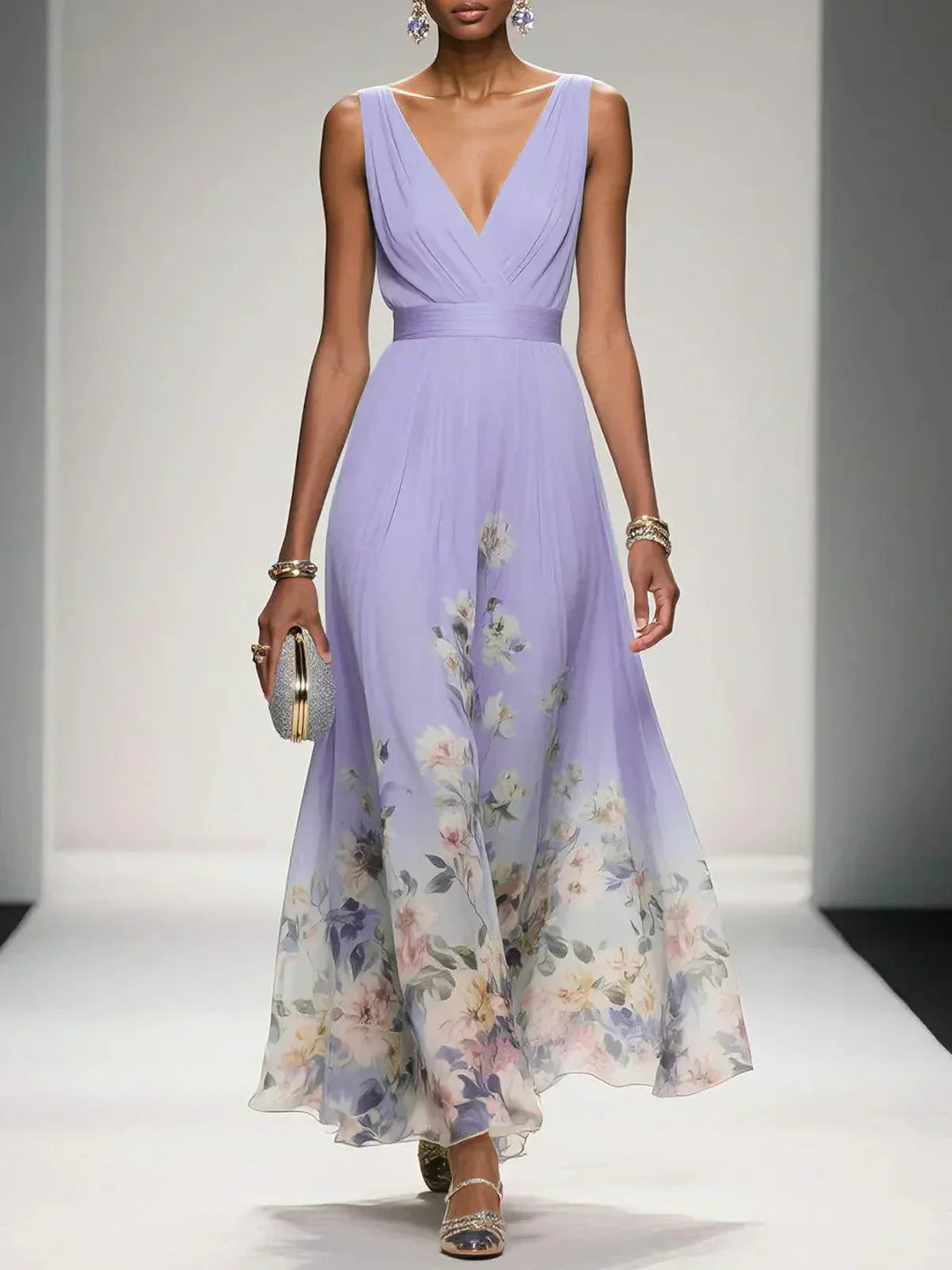 Serena | Women's Floral V Neck Wedding Guest Dress