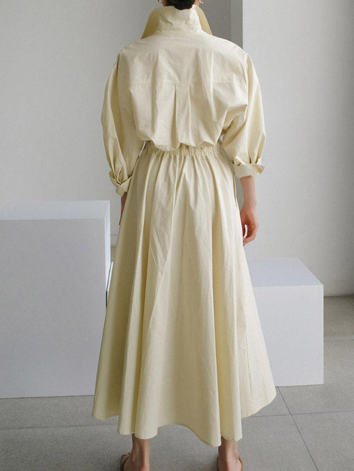 Elsie™ Elegant Button Lapel Midi Dress