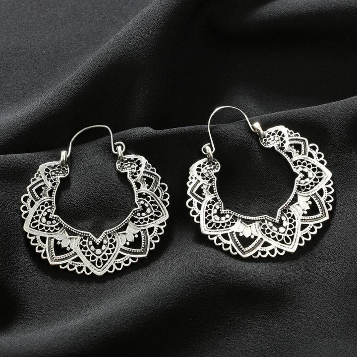 Boho Lotus Hoop Earrings