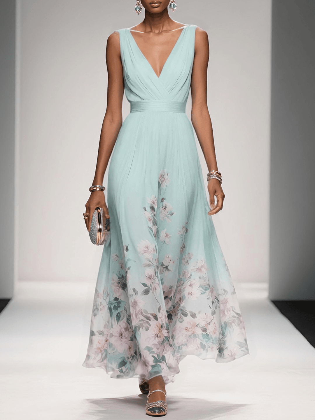 Serena | Women's Floral V Neck Wedding Guest Dress