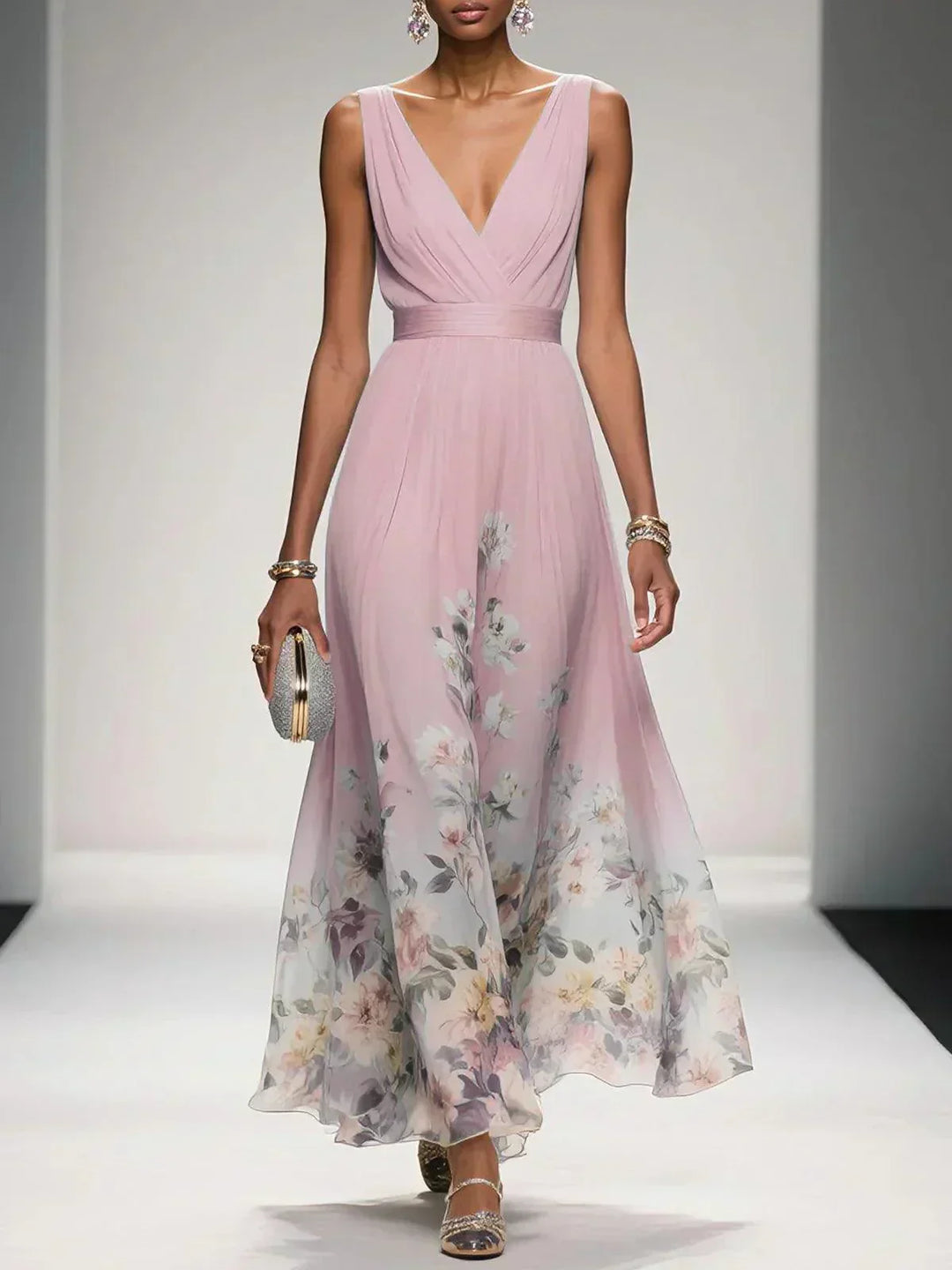 Serena | Women's Floral V Neck Wedding Guest Dress