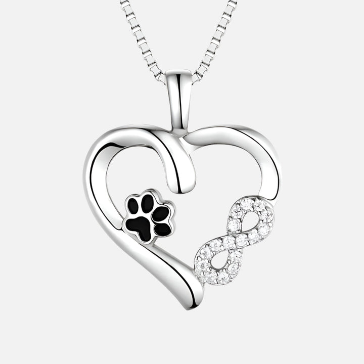 Paw and Heart Necklace with Infinity Charm