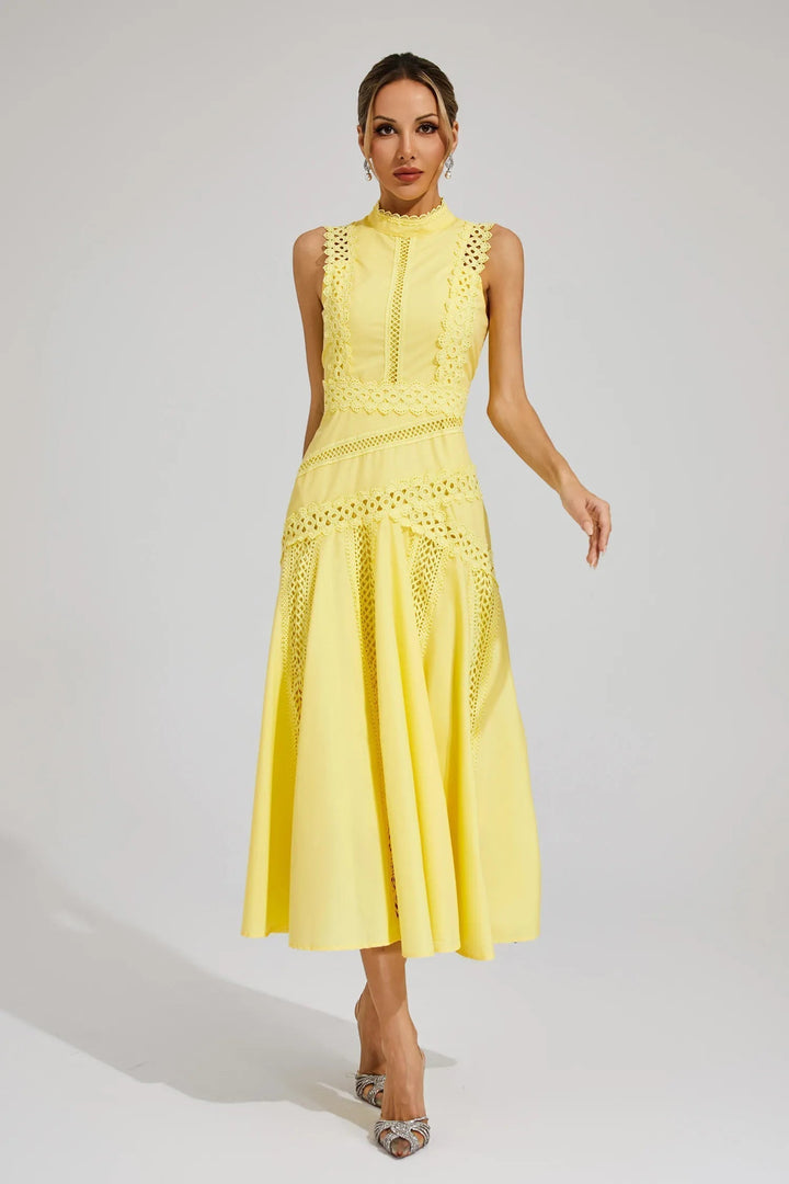 Celeste | Women's Sleeveless Lace Midi Wedding Guest Dress