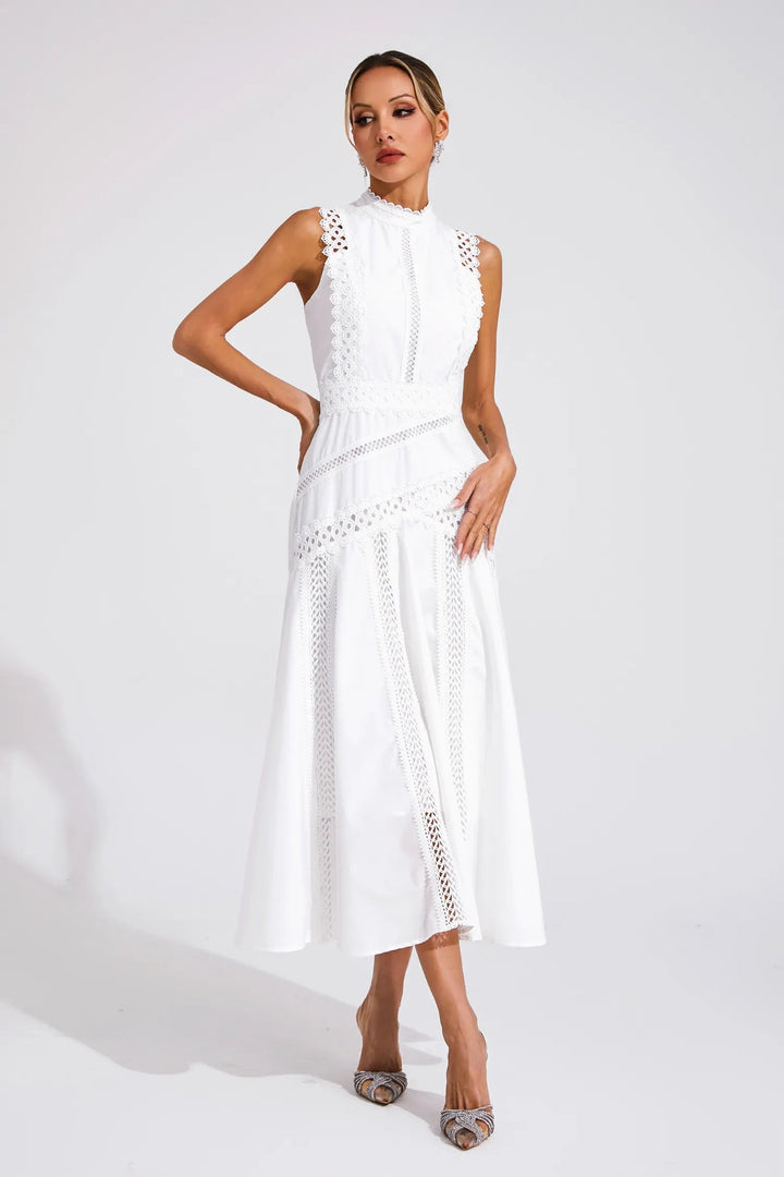 Celeste | Women's Sleeveless Lace Midi Wedding Guest Dress