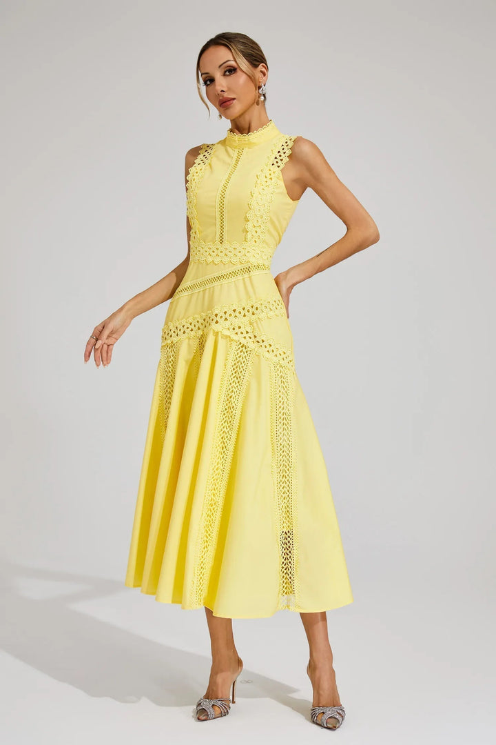Celeste | Women's Sleeveless Lace Midi Wedding Guest Dress