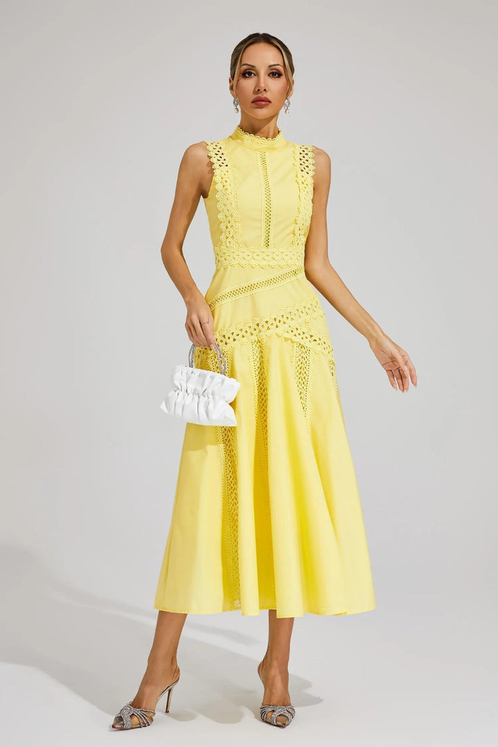 Celeste | Women's Sleeveless Lace Midi Wedding Guest Dress