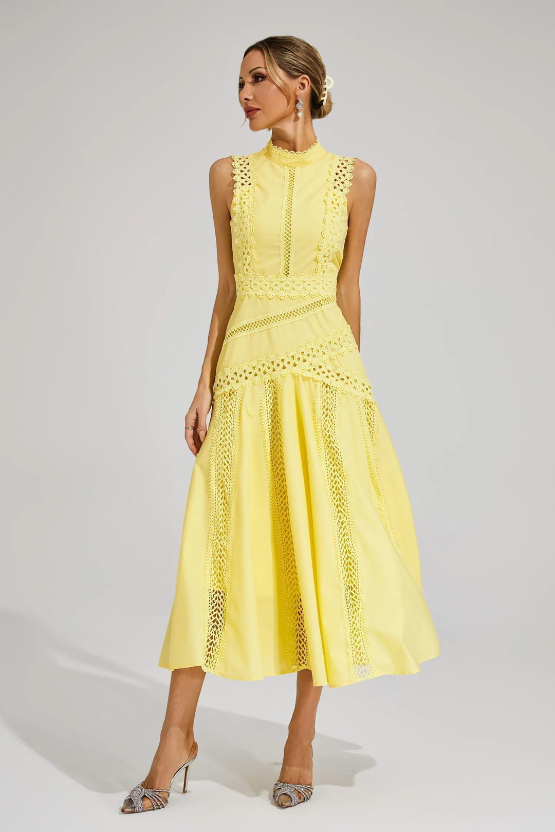 Celeste | Women's Sleeveless Lace Midi Wedding Guest Dress