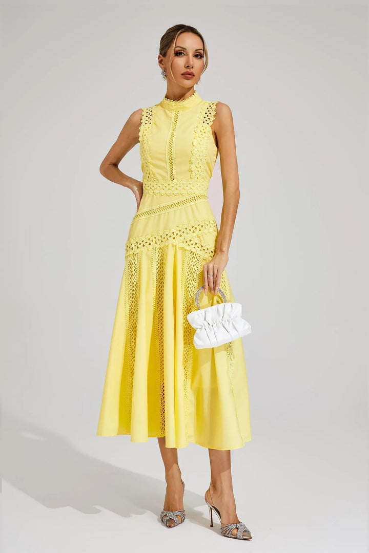 Celeste | Women's Sleeveless Lace Midi Wedding Guest Dress